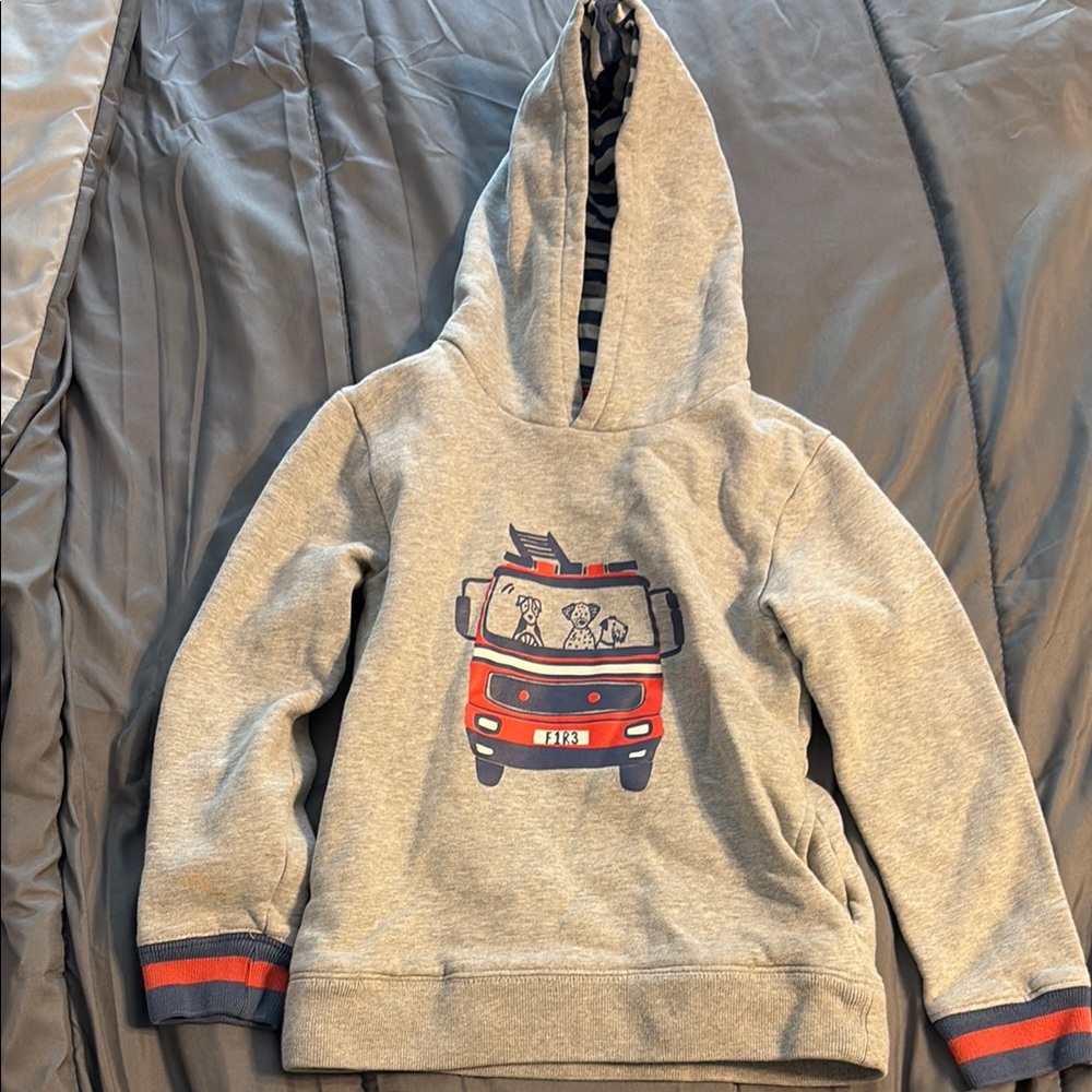 Gray Kids Hoodie with Fun Bus Design